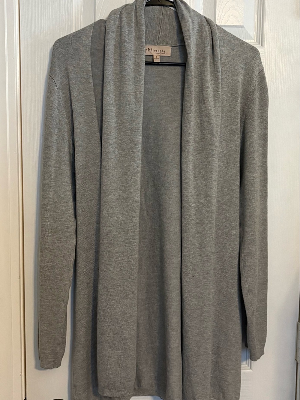 Philosophy Light Gray Open-Front Cardigan